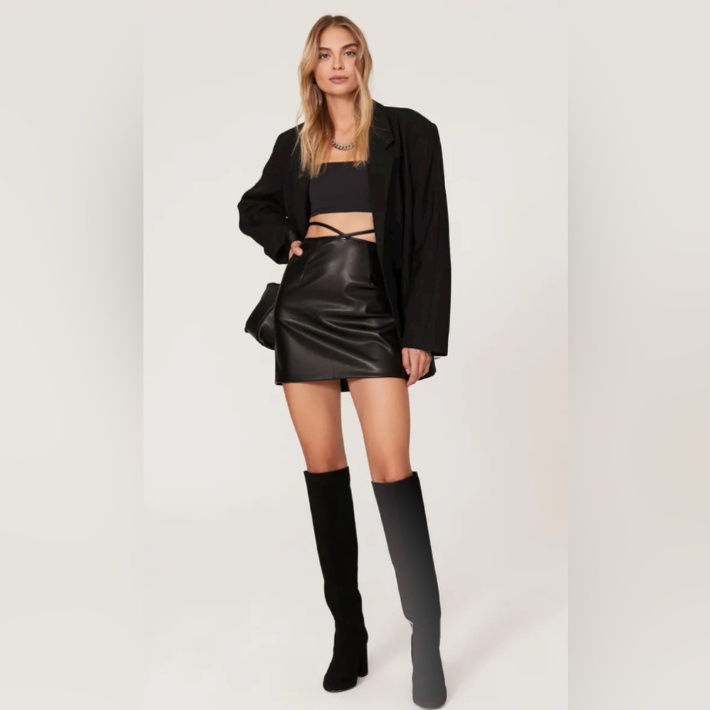 REVOLVE BARDOT Strappy Vegan Leather Mini Skirt